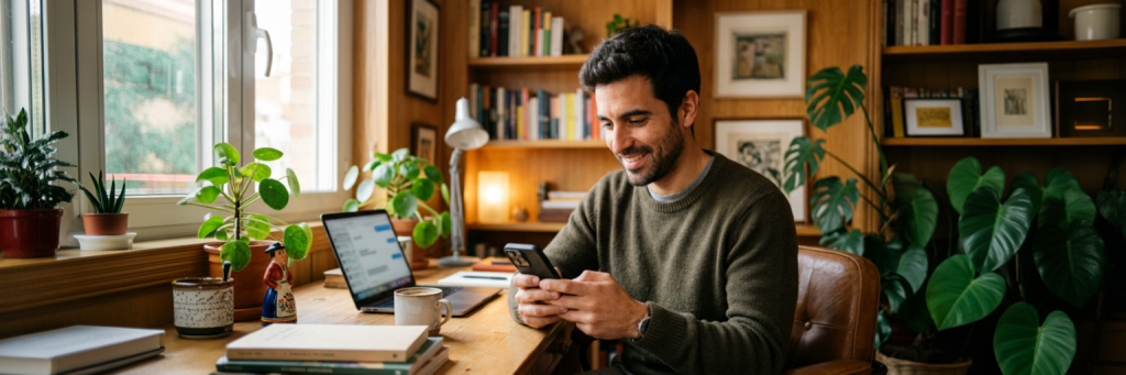 persona trabajando como agente de viajes desde casa con laptop Archer Travel