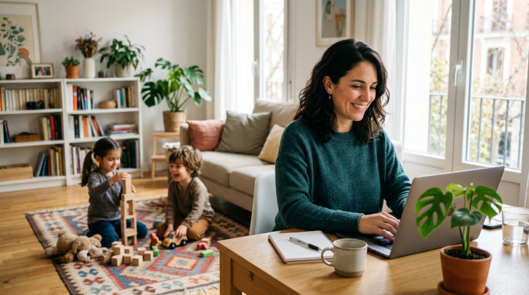Lee más sobre el artículo Trabajar desde casa siendo mamá: una alternativa real (y cómo hacerlo bien)