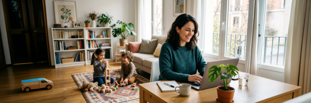 persona trabajando como agente de viajes desde casa con laptop Archer Travel