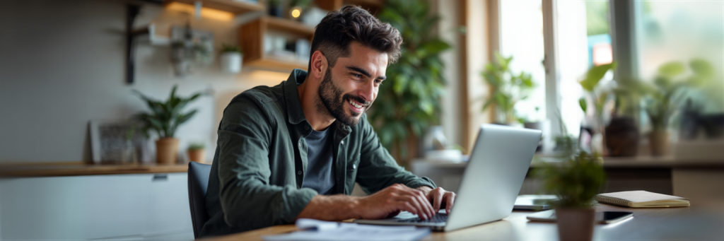 persona trabajando como agente de viajes desde casa con laptop Archer Travel